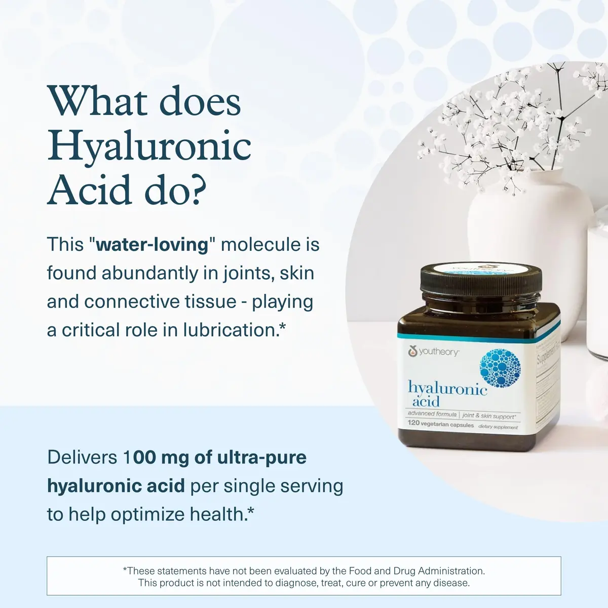 Youtheory Hyaluronic Acid Advanced Formula 120 Vegetarian Capsules | Supports Joint Health & Skin Vitality - view 5
