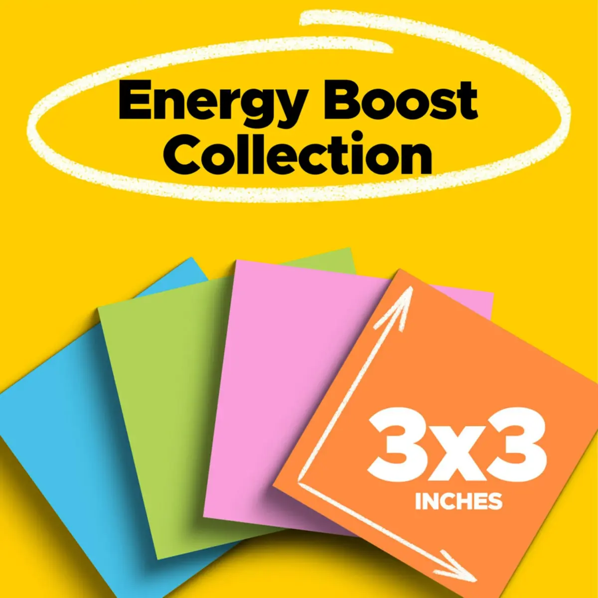 Post-it Super Sticky Notes 3 in x 3 in, Energy Boost Collection, 24 Pad Pack | 2X Sticking Power - view 3