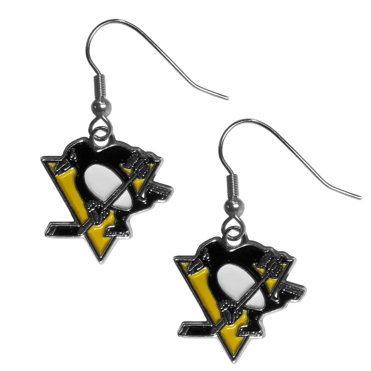 Siskiyou Pittsburgh Penguins Chrome Dangle Earrings One Size | Team Colors, Lightweight & Hypoallergenic - main product image