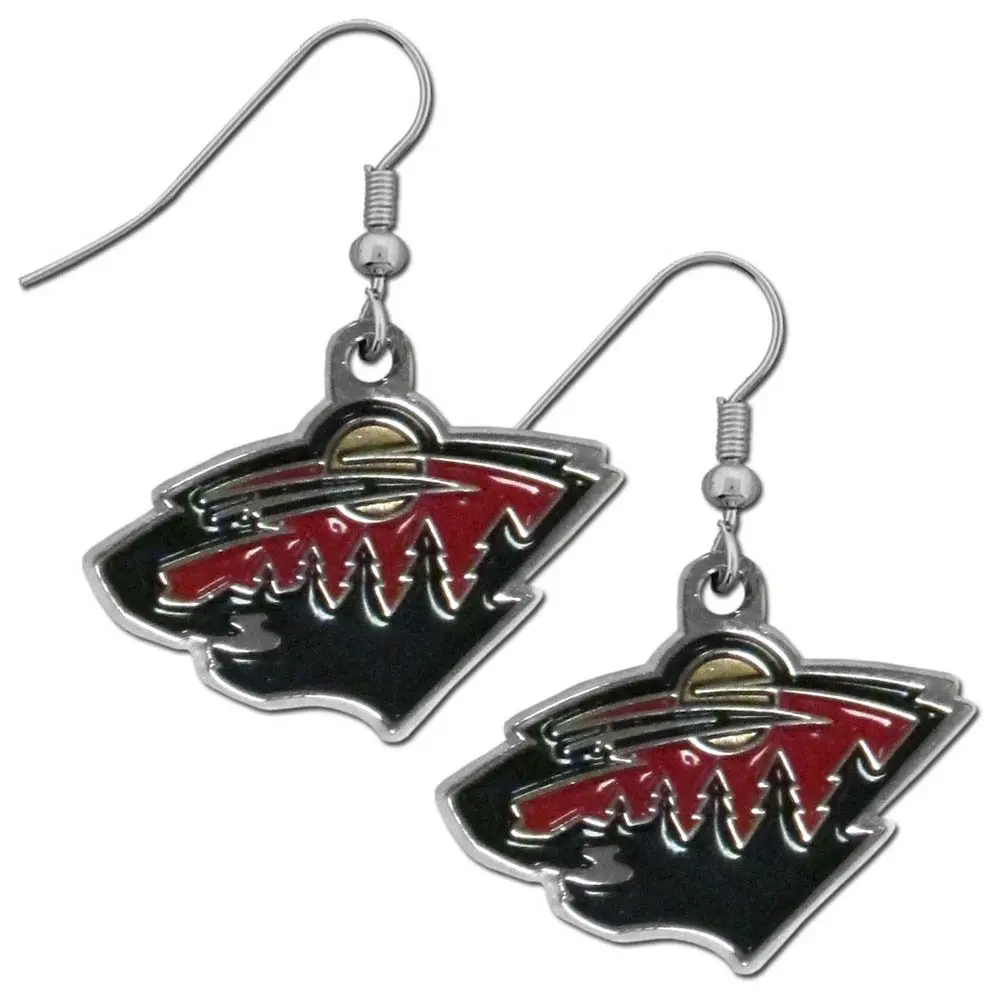 Siskiyou Sports NHL Minnesota Wild Dangle Earrings Women's, One Size, Team Colors | Hypoallergenic Chrome Finish - main product image