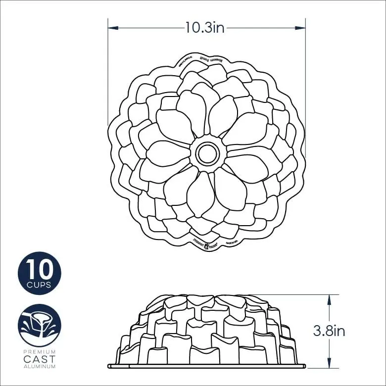 Nordic Ware Blossom Bundt Pan ,Toffee | Intricate Cast Aluminum Cake Pan for Elegant Baking - view 6