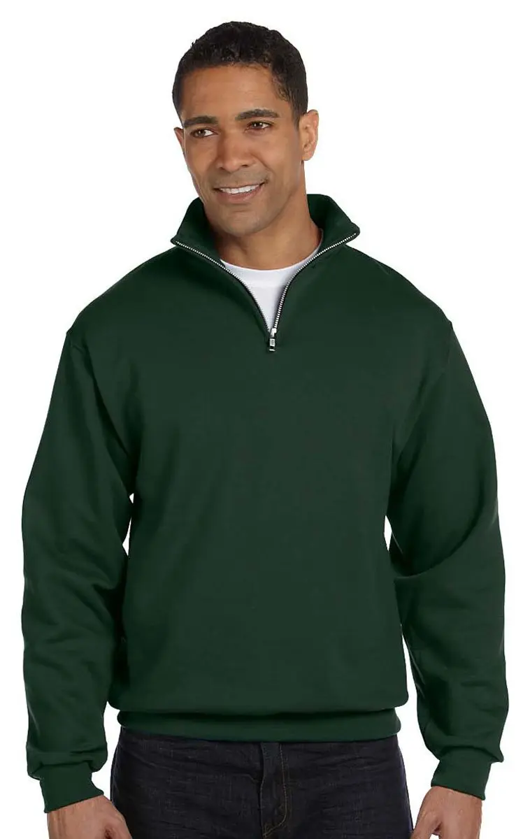 Jerzees NuBlend 1/4-Zip Cadet Collar Sweatshirt 8.0 oz Small Forest Green | Virtually Pill-Free Warmth - main product image