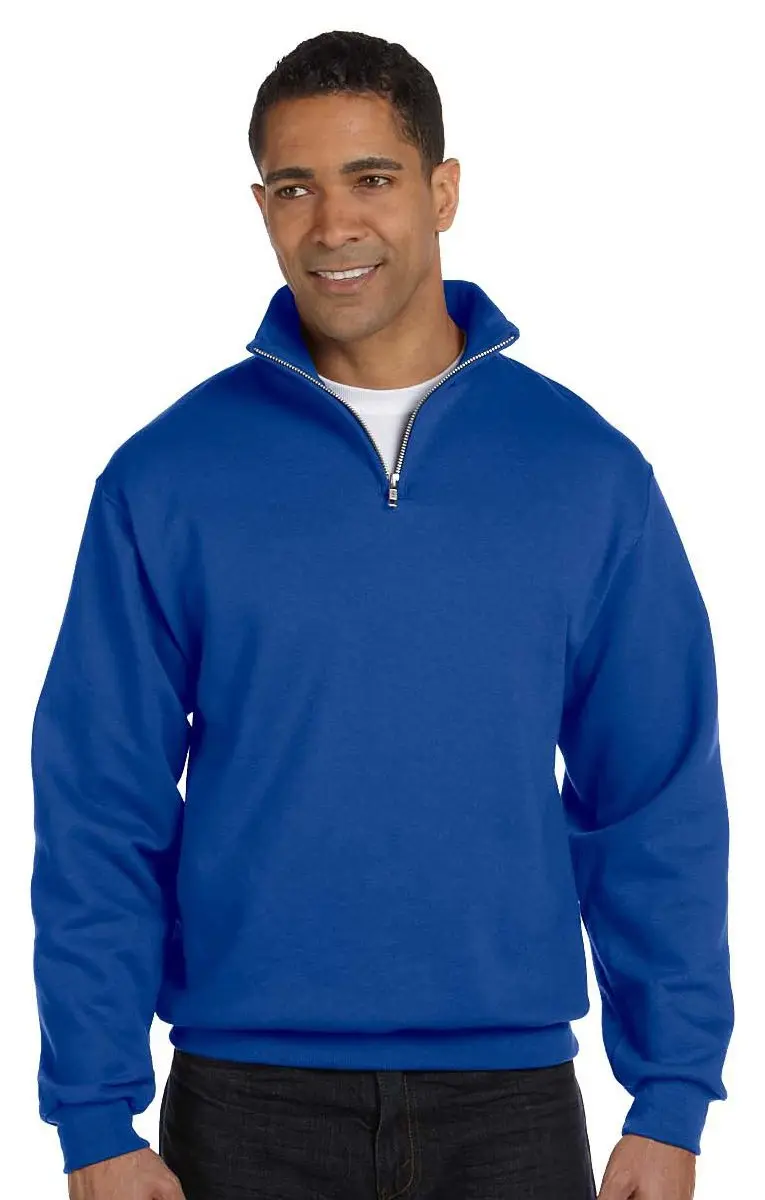 Jerzees NuBlend 1/4-Zip Cadet Collar Sweatshirt 8.0 oz Small Forest Green | Virtually Pill-Free Warmth - view 2