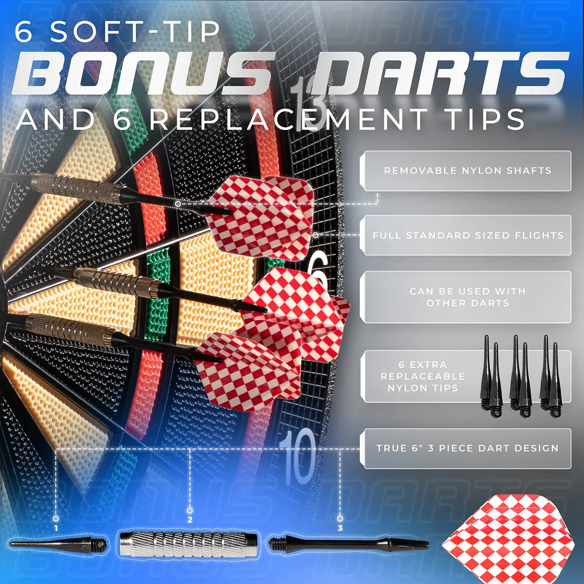 Franklin Sports FS6000 Electronic Dartboard 15" | 28 Games, Soft Tip for Kids & Adults - view 6