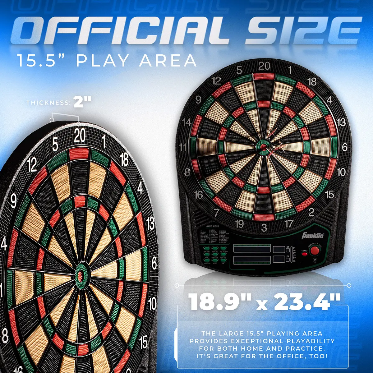 Franklin Sports FS6000 Electronic Dartboard 15" | 28 Games, Soft Tip for Kids & Adults - view 2