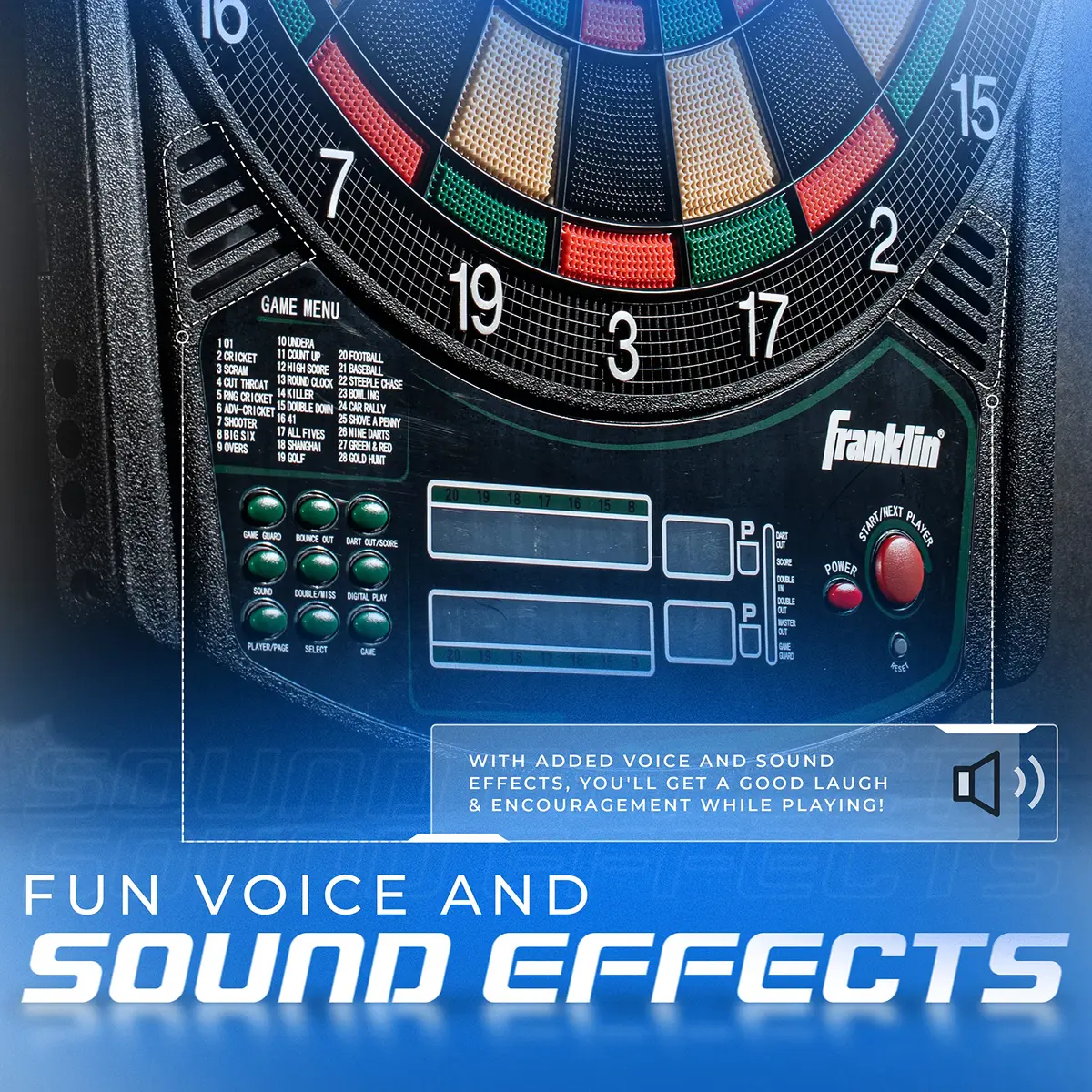 Franklin Sports FS6000 Electronic Dartboard 15" | 28 Games, Soft Tip for Kids & Adults - view 3