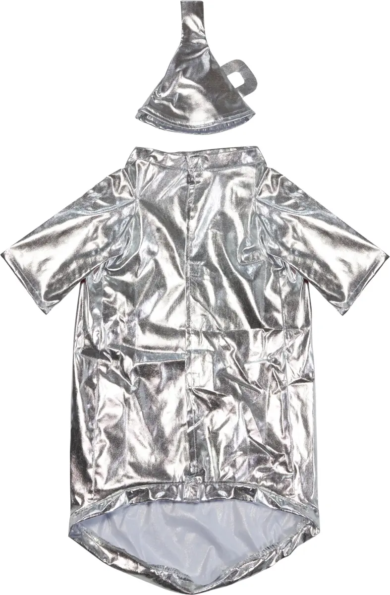Rubies Wizard of Oz Tin Man Pet Costume for Dogs & Cats | Silver Shirt & Funnel Hat (Small 6-10 lbs) - view 3