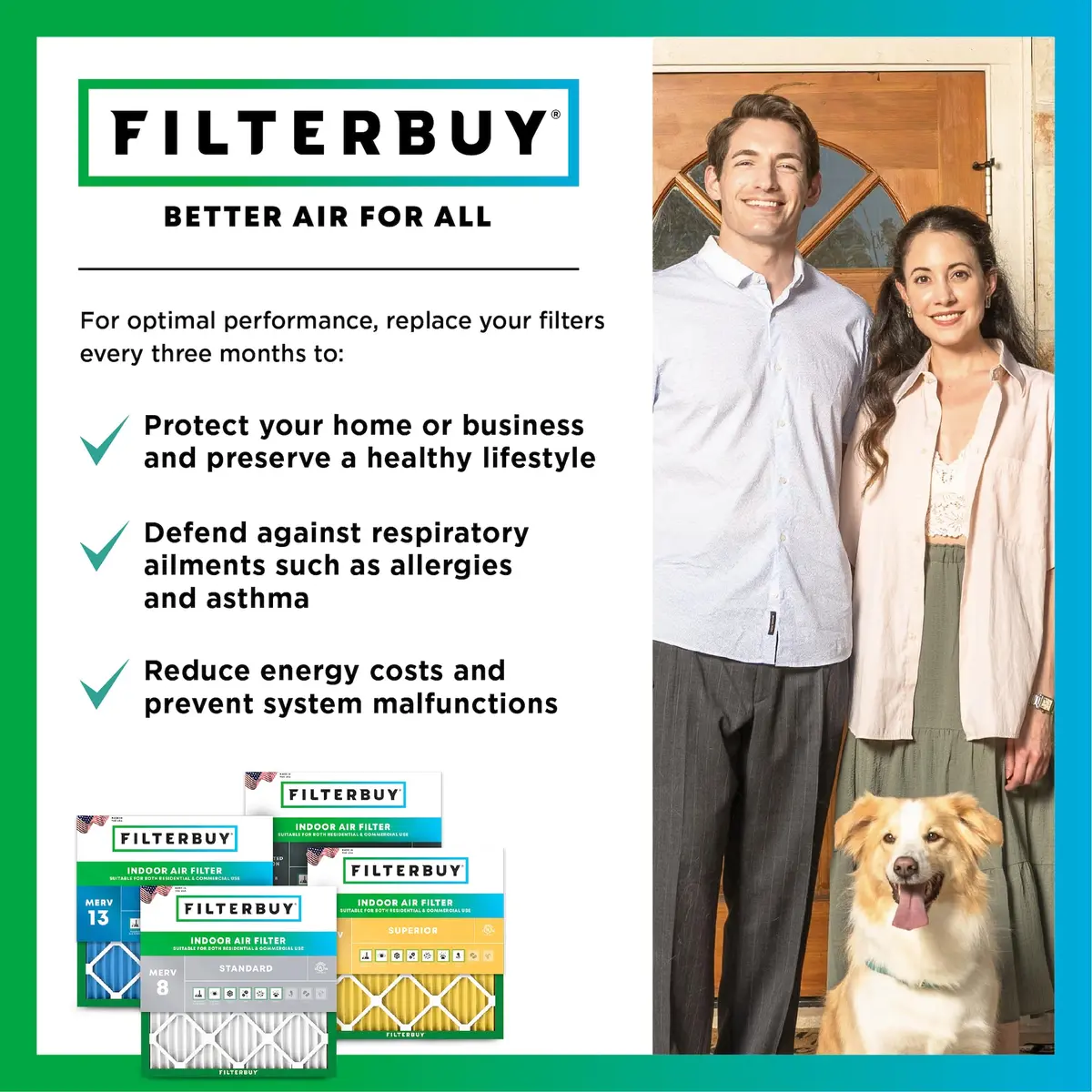 Filterbuy 20x25x2 MERV 13 Air Filter 4-Pack | Smoke & Allergy Defense (Actual Size: 19.50" x 24.50" x 1.75") - view 7