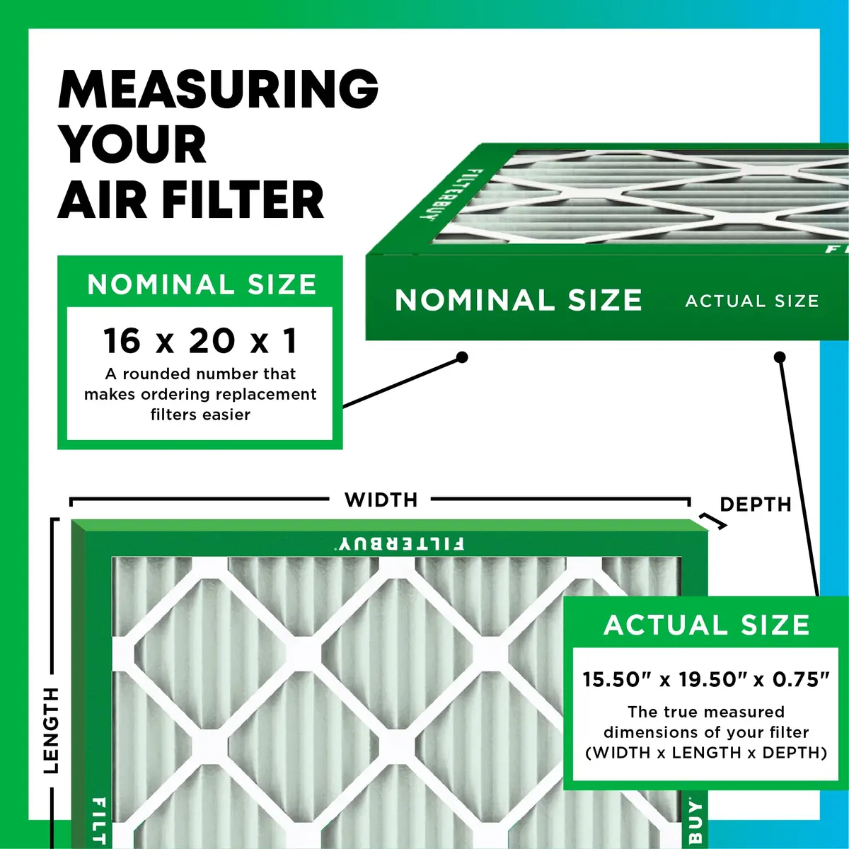 Filterbuy 16x20x1 MERV 13 Air Filter 4-Pack | Captures 98% Dust & Smoke - view 2