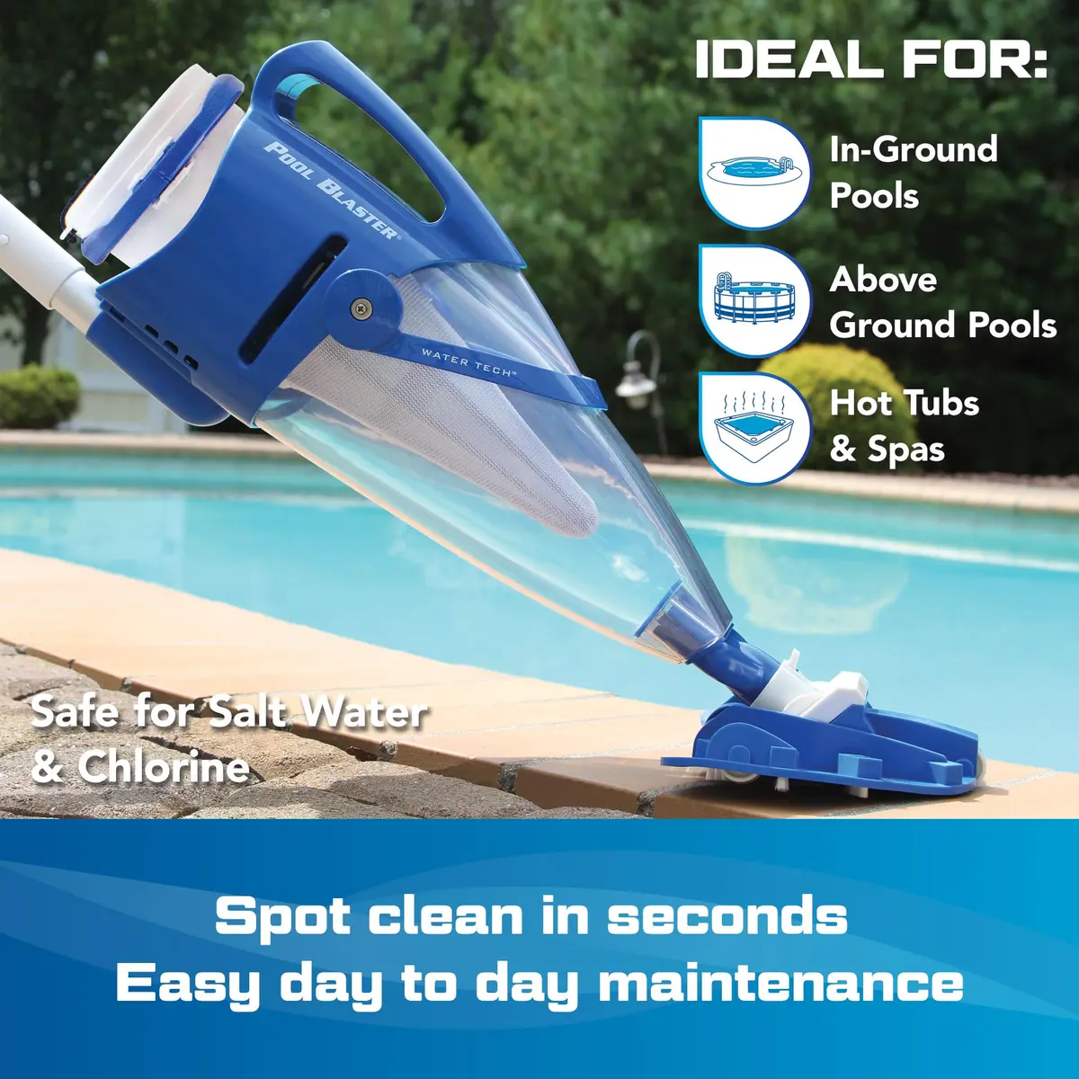 POOL BLASTER Centennial Cordless Pool Vacuum for Above Ground Pool w/Pole | Battery-Powered, Handheld, XL Debris Chamber - view 2