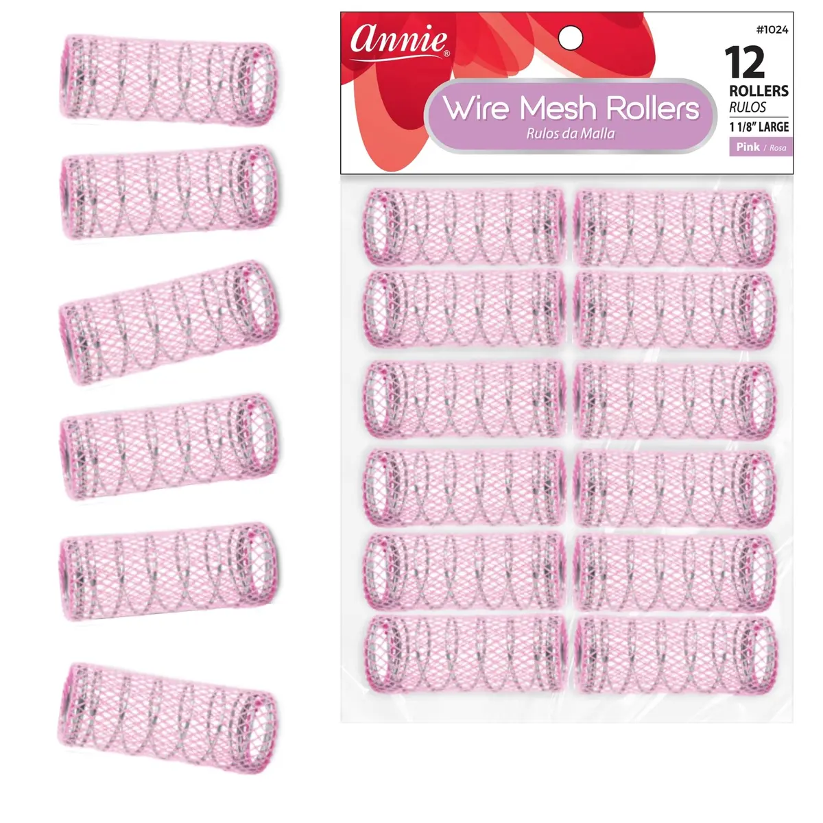 Annie Wire Mesh Rollers 12 Count Large 1 1/2 Inch | Heatless Curling Tools for All Hair Types - main product image