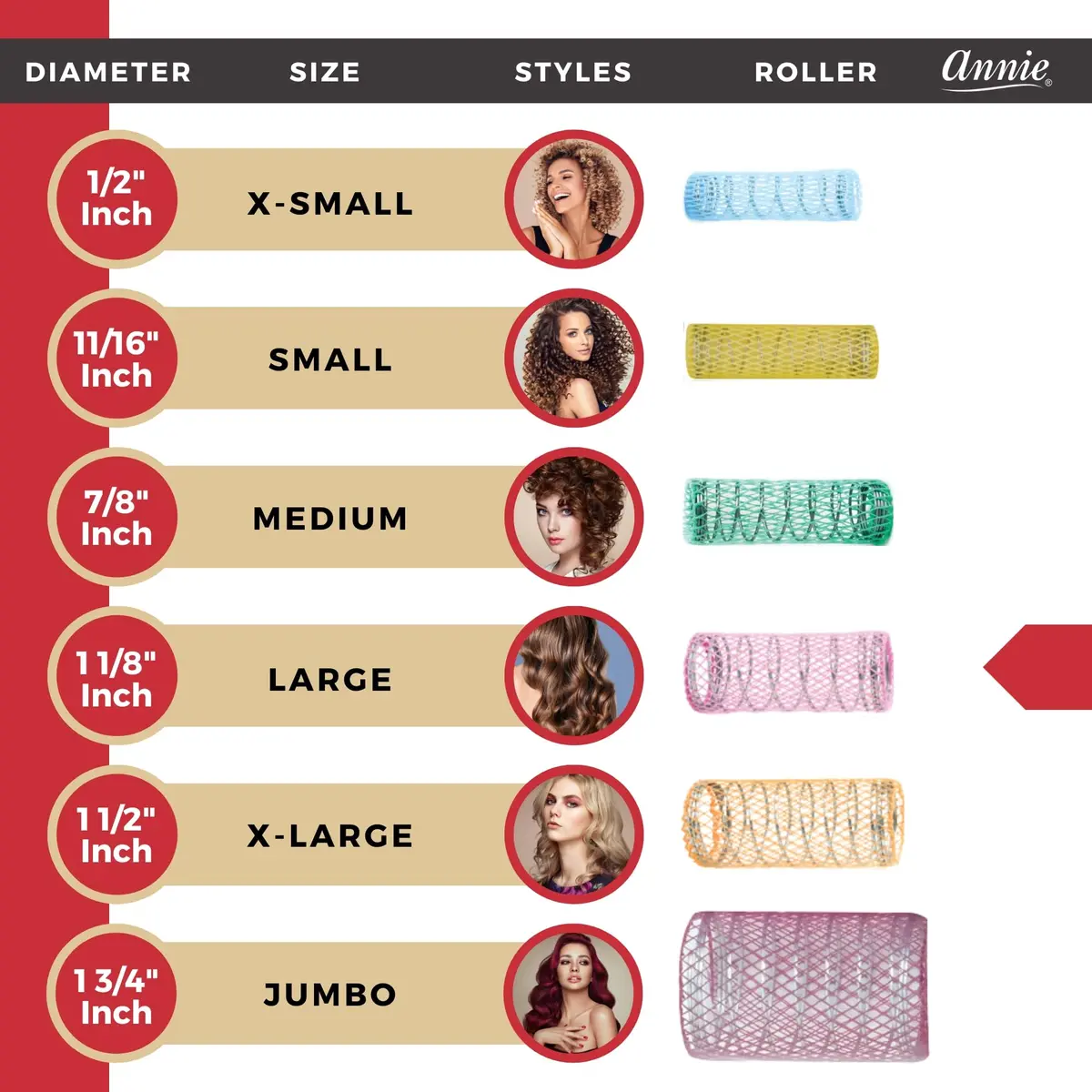 Annie Wire Mesh Rollers 12 Count Large 1 1/2 Inch | Heatless Curling Tools for All Hair Types - view 5