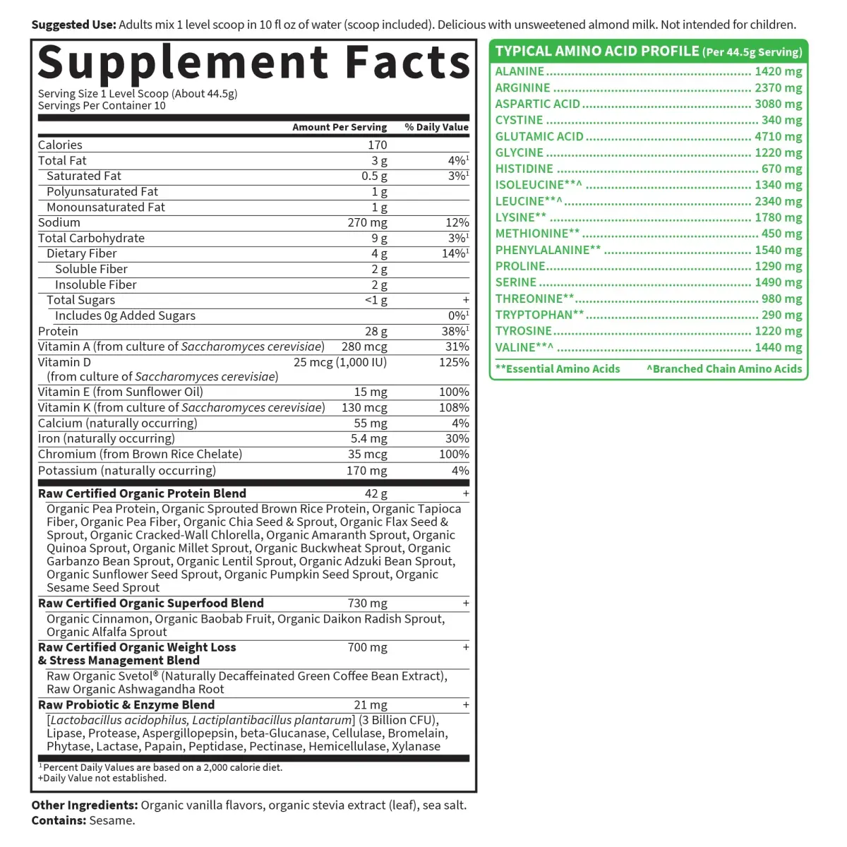 Garden of Life Raw Organic Fit Vegan Protein Powder Original 427g (14 Oz) | 28g Plant Protein for Weight Management - view 6