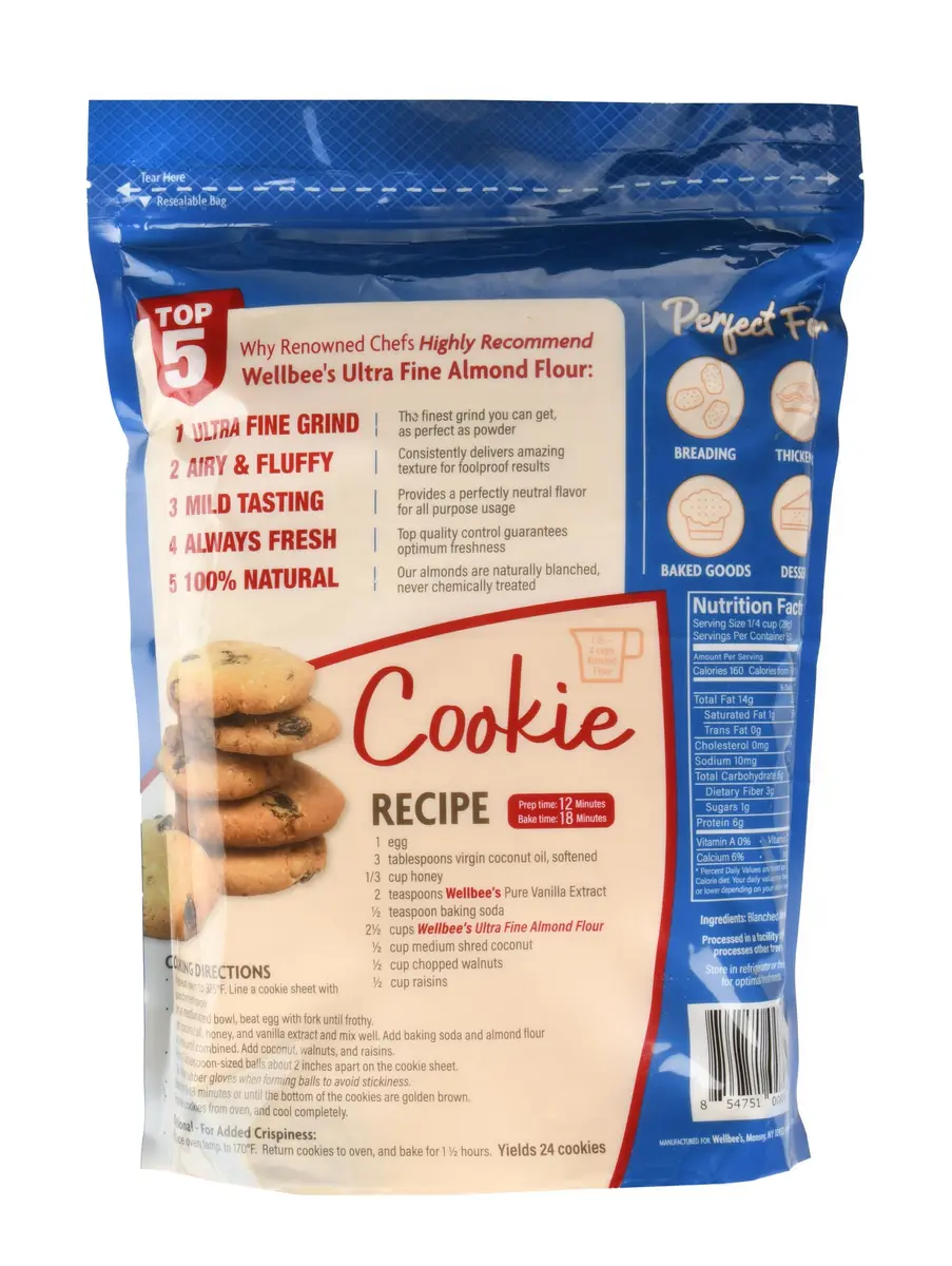 Wellbee's Almond Flour, Extra Fine, Gluten Free, Blanched, Low Carb, All Purpose, 5 lbs | Certified Kosher & Gluten Free - view 2