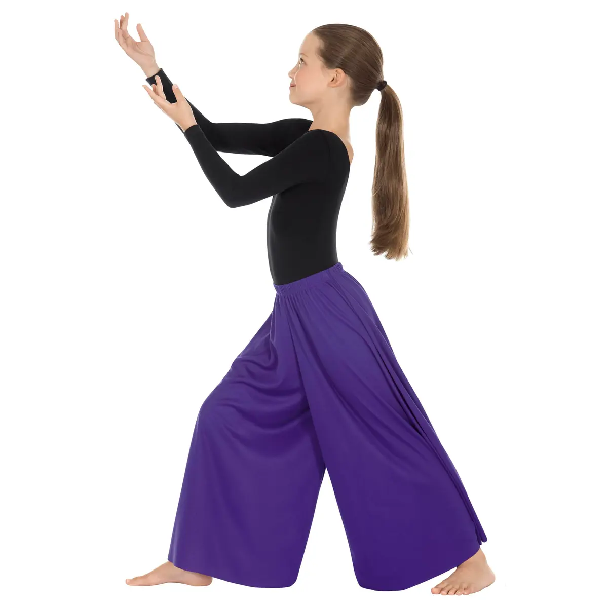 Eurotard Child Palazzo Pants Wide Leg Elastic Waist Purple Large-XL - main product image