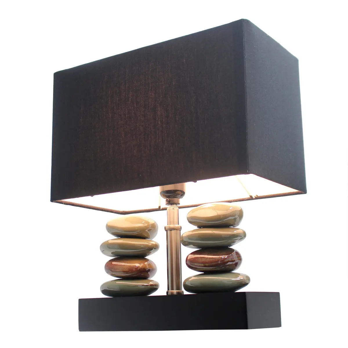 Elegant Designs LT1036-BLK Rectangular Dual Stacked Stone Ceramic Table Lamp, Black | Modern Bedroom & Office Decor - main product image