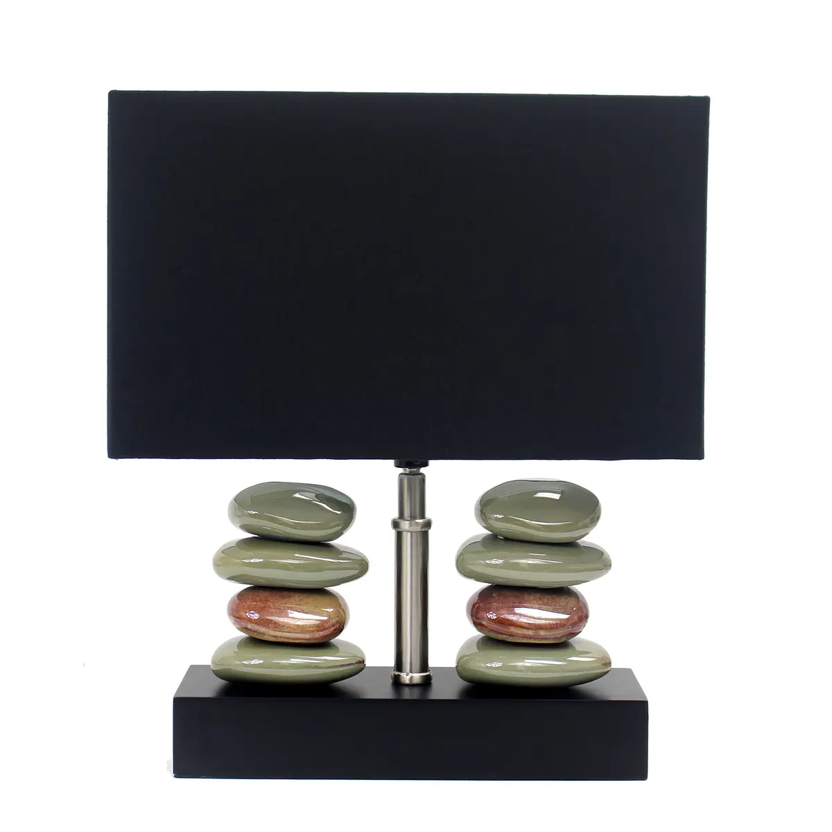 Elegant Designs LT1036-BLK Rectangular Dual Stacked Stone Ceramic Table Lamp, Black | Modern Bedroom & Office Decor - view 7