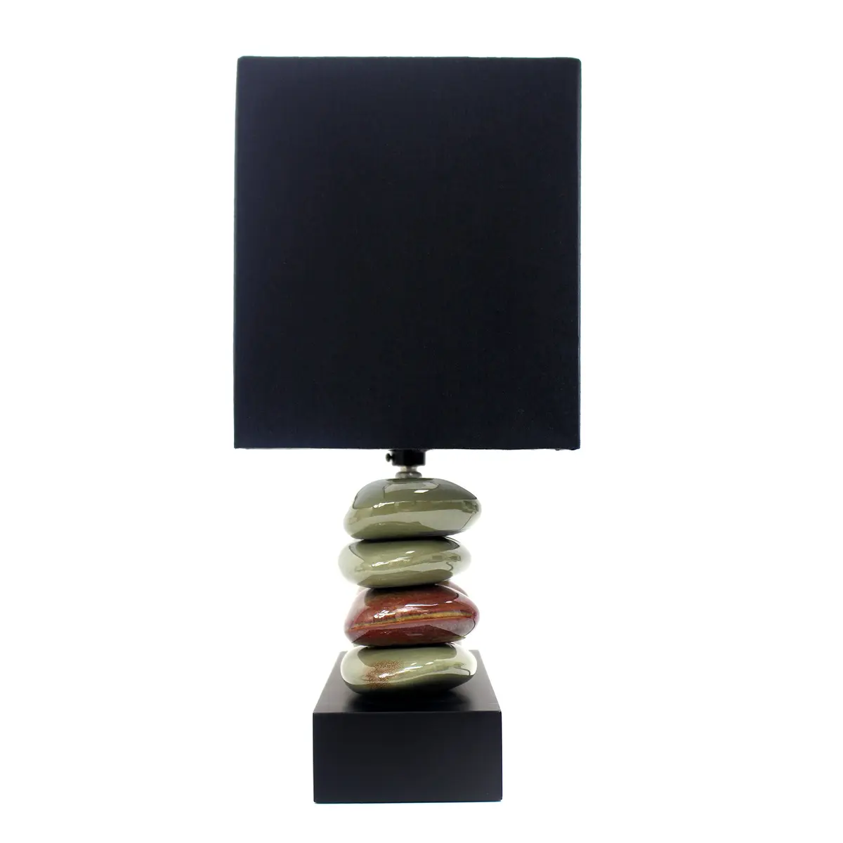 Elegant Designs LT1036-BLK Rectangular Dual Stacked Stone Ceramic Table Lamp, Black | Modern Bedroom & Office Decor - view 8