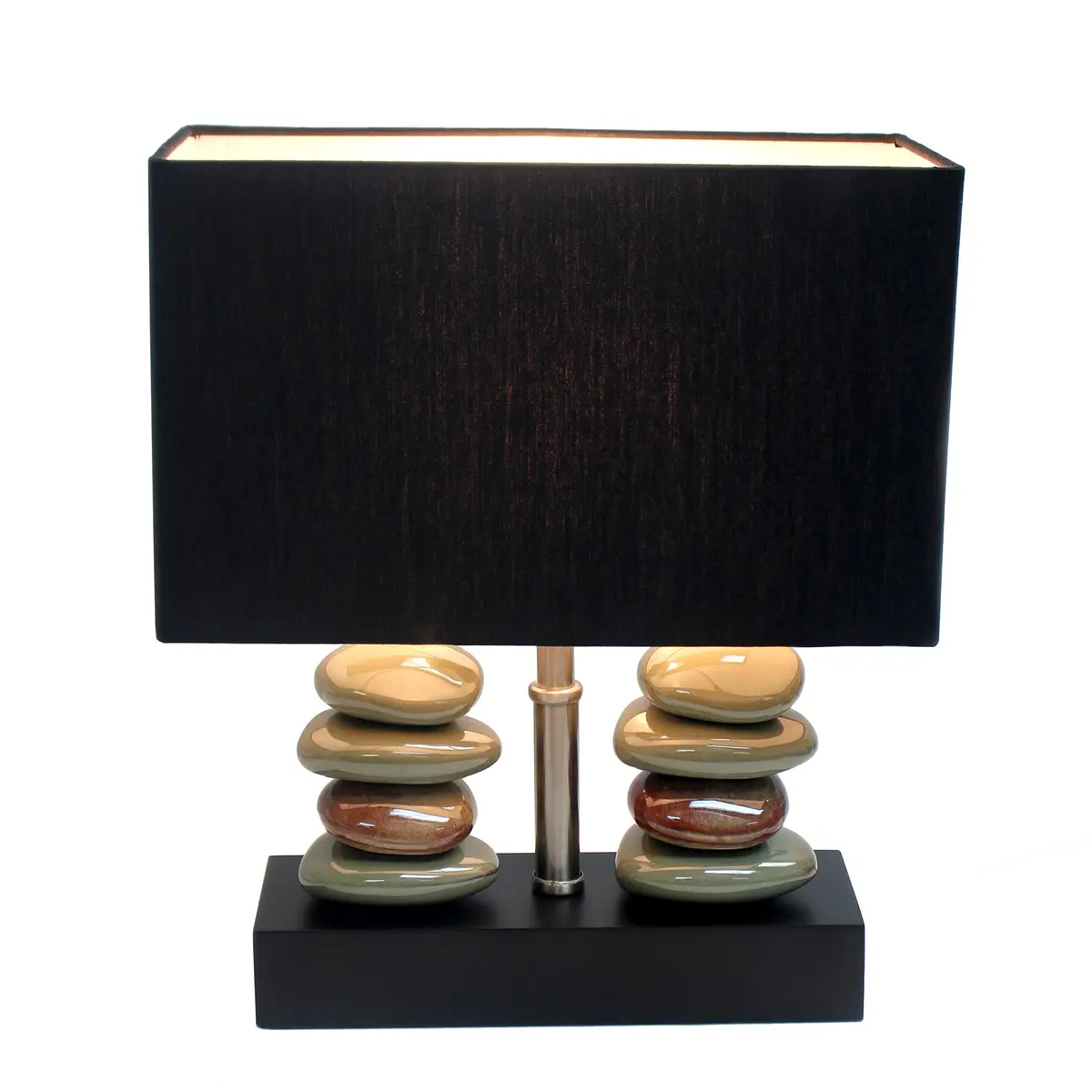 Elegant Designs LT1036-BLK Rectangular Dual Stacked Stone Ceramic Table Lamp, Black | Modern Bedroom & Office Decor - view 9