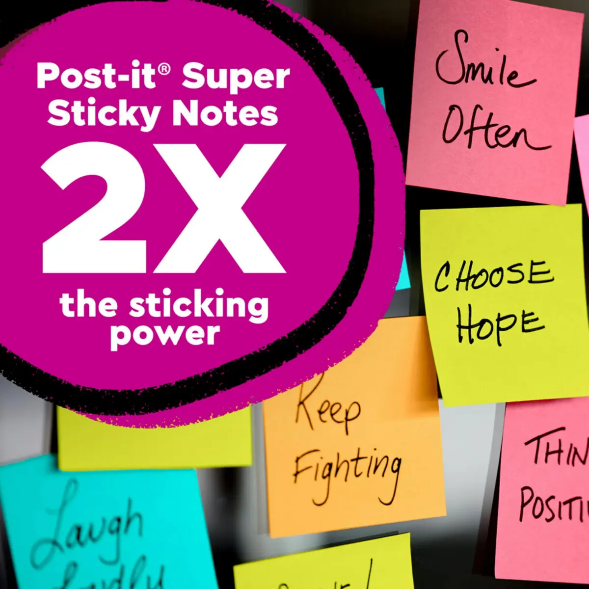 Post-it Super Sticky Notes 3 x 3 in Neon Fizz 24 Pads (70 Sheets/Pad) | 2X Sticking Power - view 4