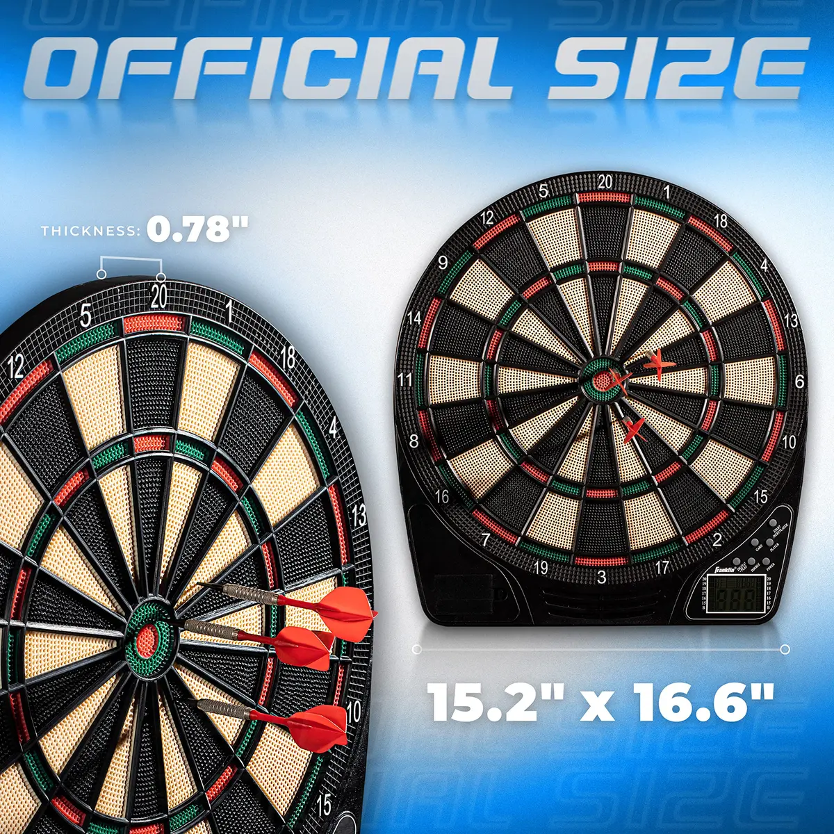 Franklin Sports FS1500 Electronic Dartboard 15" | 65 Game Variations for All Ages - view 2