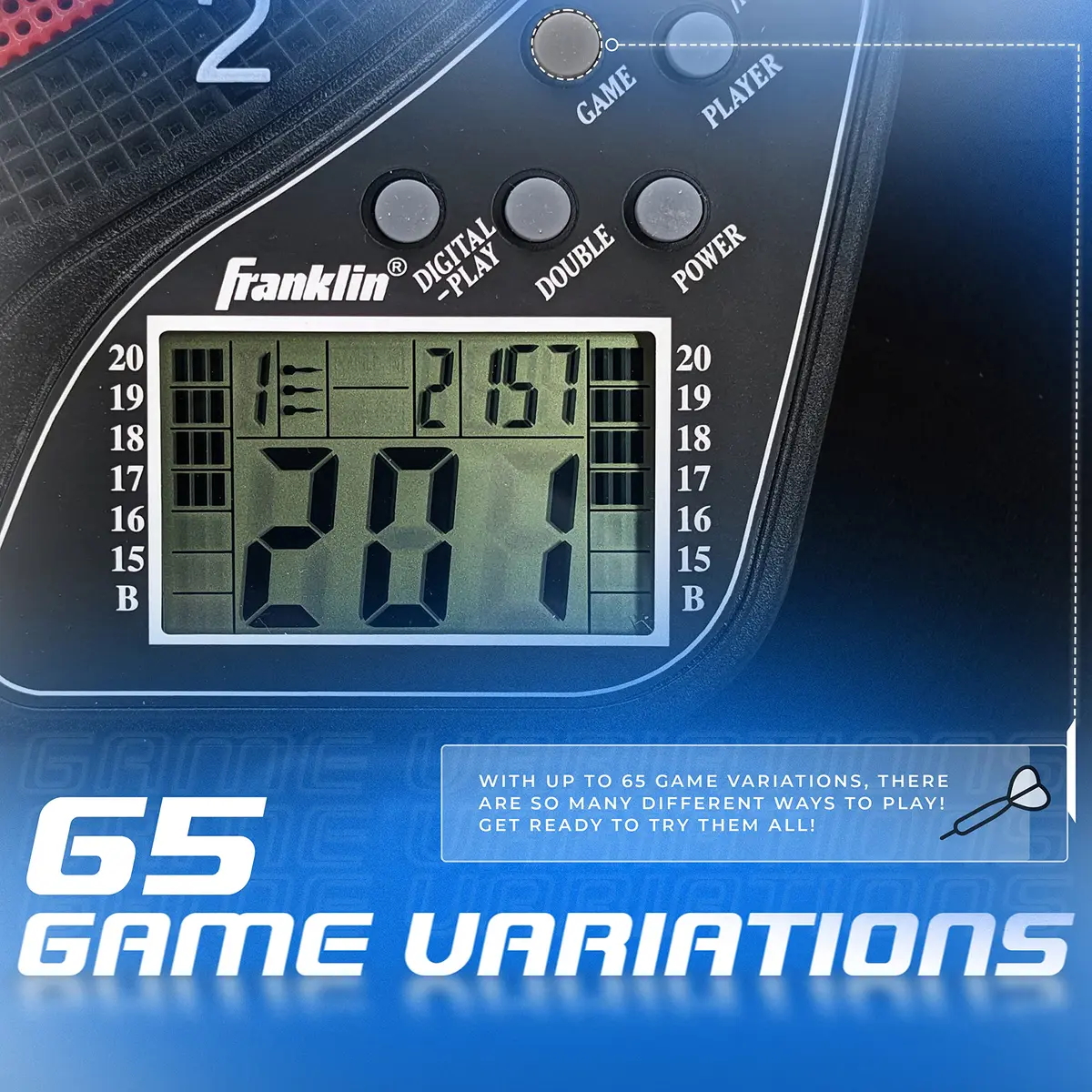 Franklin Sports FS1500 Electronic Dartboard 15" | 65 Game Variations for All Ages - view 4