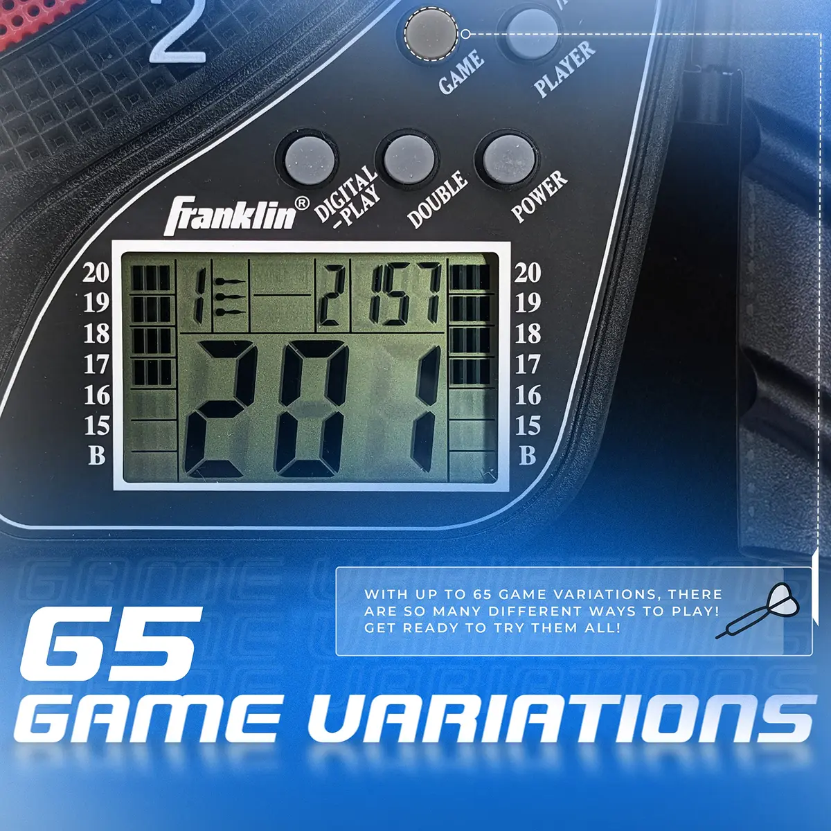 Franklin Sports Electronic Dart Board Set + Cabinet - FS3000 | 15.5" Soft Tip Darts for Family & Game Room - view 5