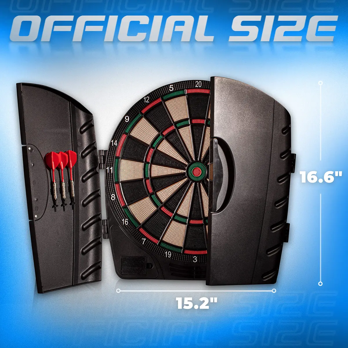 Franklin Sports Electronic Dart Board Set + Cabinet - FS3000 | 15.5" Soft Tip Darts for Family & Game Room - view 2