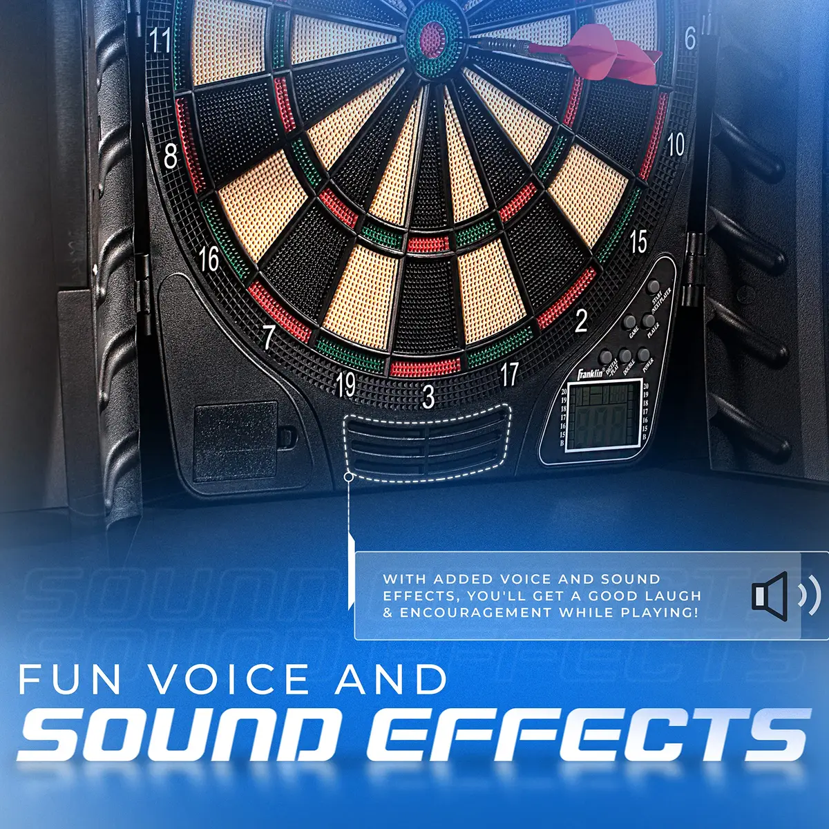Franklin Sports Electronic Dart Board Set + Cabinet - FS3000 | 15.5" Soft Tip Darts for Family & Game Room - view 3