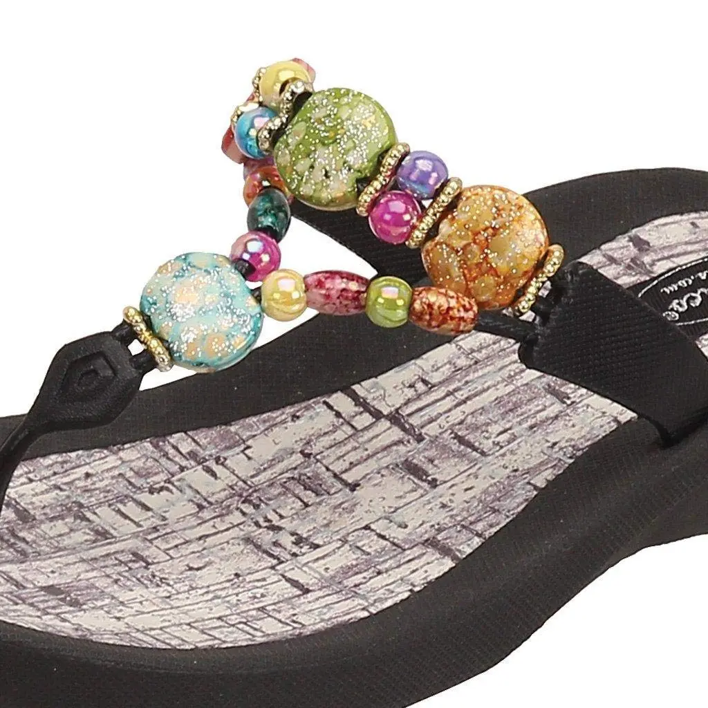 Grandco Women's 24770G Marble Cork Beaded Waterproof Flip-Flops Size 11 | Trendy & Comfortable - view 2