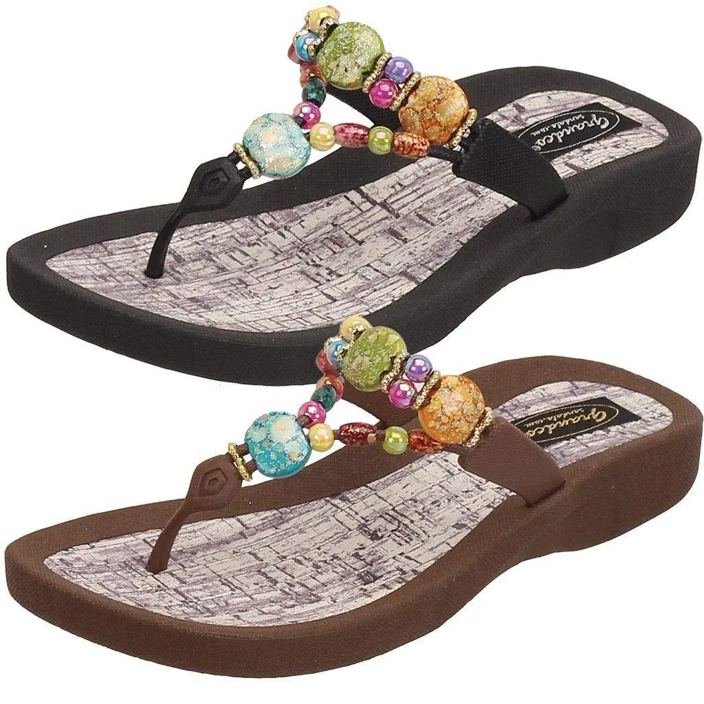 Grandco Women's 24770G Marble Cork Beaded Waterproof Flip-Flops Size 11 | Trendy & Comfortable - view 5