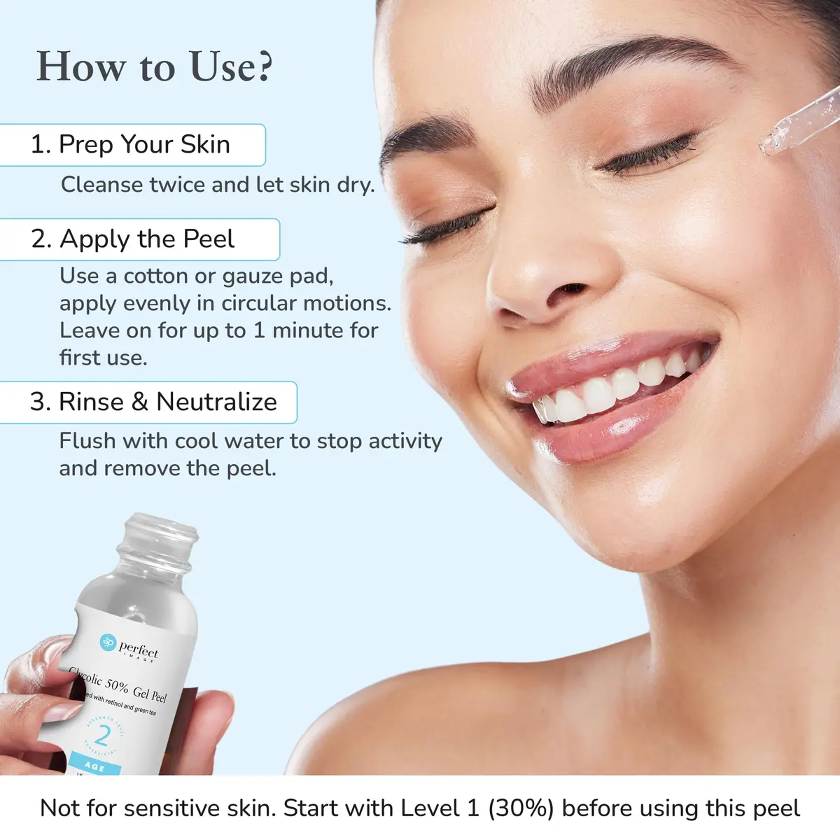 Perfect Image Glycolic Acid 50% Gel Peel with Retinol & Green Tea, 30ml | Professional Skin Exfoliant for Dry Skin - view 3