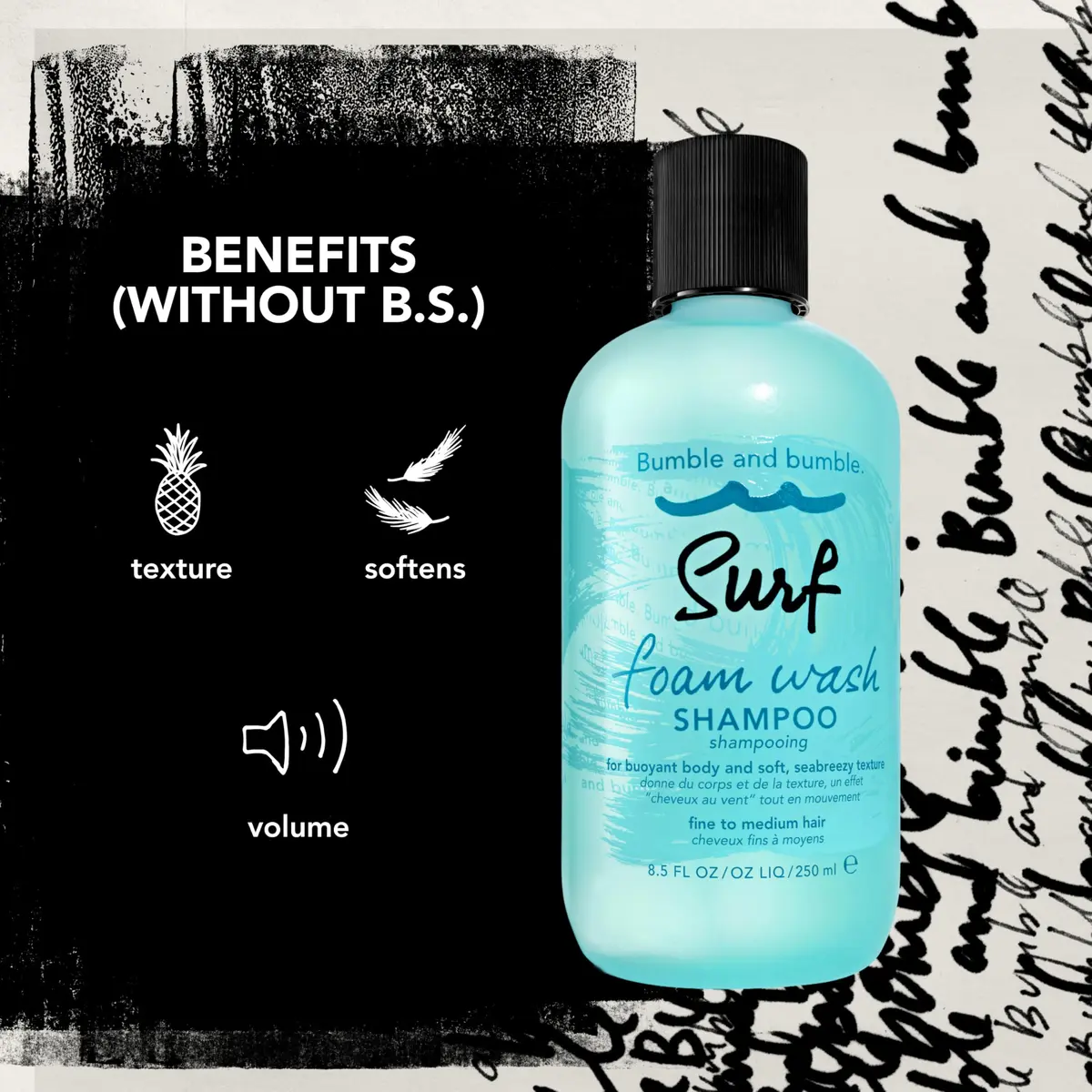 Bumble and bumble. Surf Foam Wash Texturizing Shampoo | Adds Lightweight Seabreezy Texture and Volume | For Fine to Medium Wavy, Straight, 8.5 Fl Oz - view 4