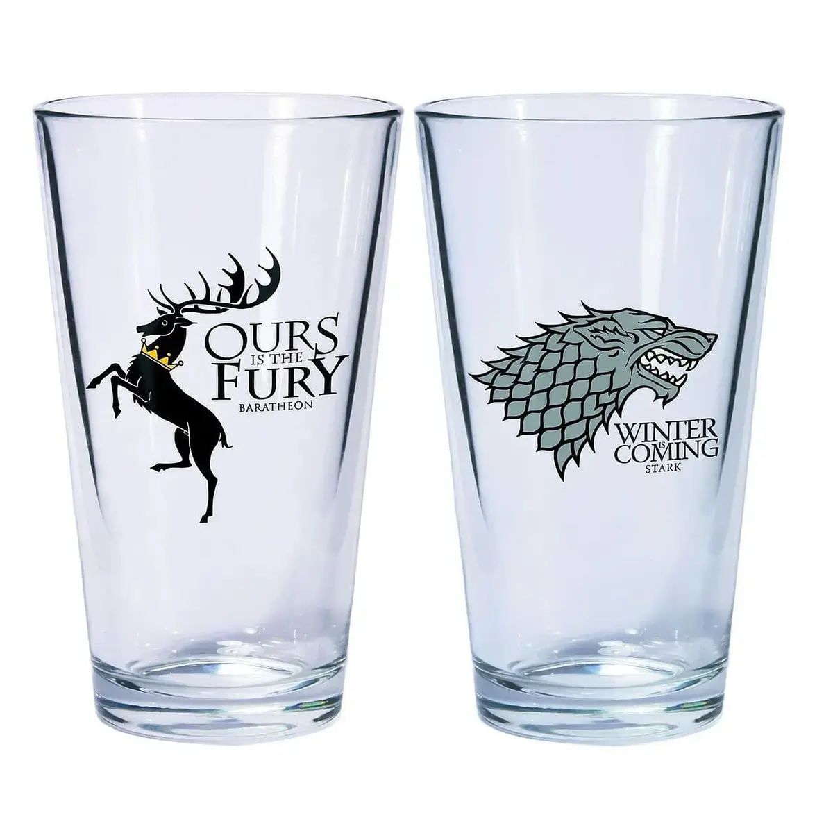 Dark Horse Game of Thrones Pint Glass Set: Stark & Baratheon 16oz | Officially Licensed Fantasy Drinkware - main product image