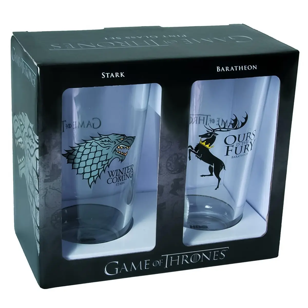 Dark Horse Game of Thrones Pint Glass Set: Stark & Baratheon 16oz | Officially Licensed Fantasy Drinkware - view 2