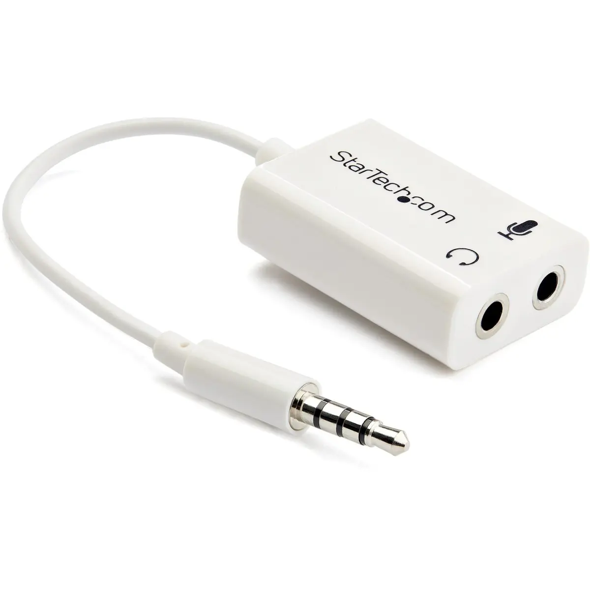 StarTech.com 4-Position 3.5mm Headphone and Microphone Splitter Cable (MUYHSMFFADW), White | Converts Single Audio Port to Dual Mic/Headphone Jacks - main product image