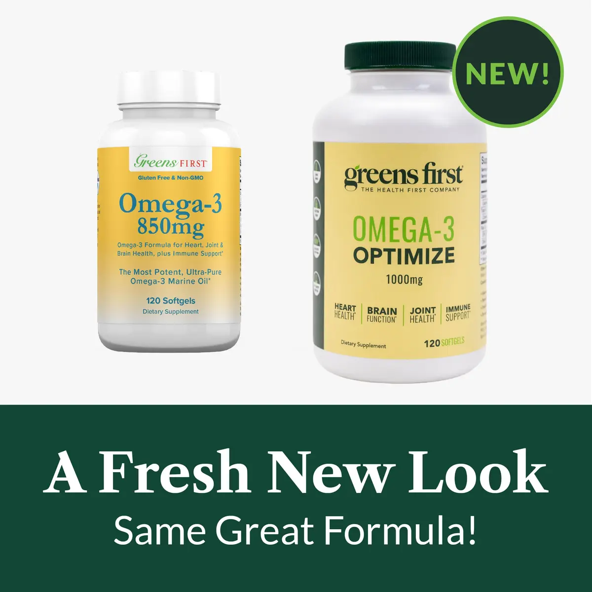 Greens First Omega-3 Optimize Daily Supplement 850mg | Ultra-Pure Marine Oil for Heart, Brain & Joints (120 Softgels) - view 5