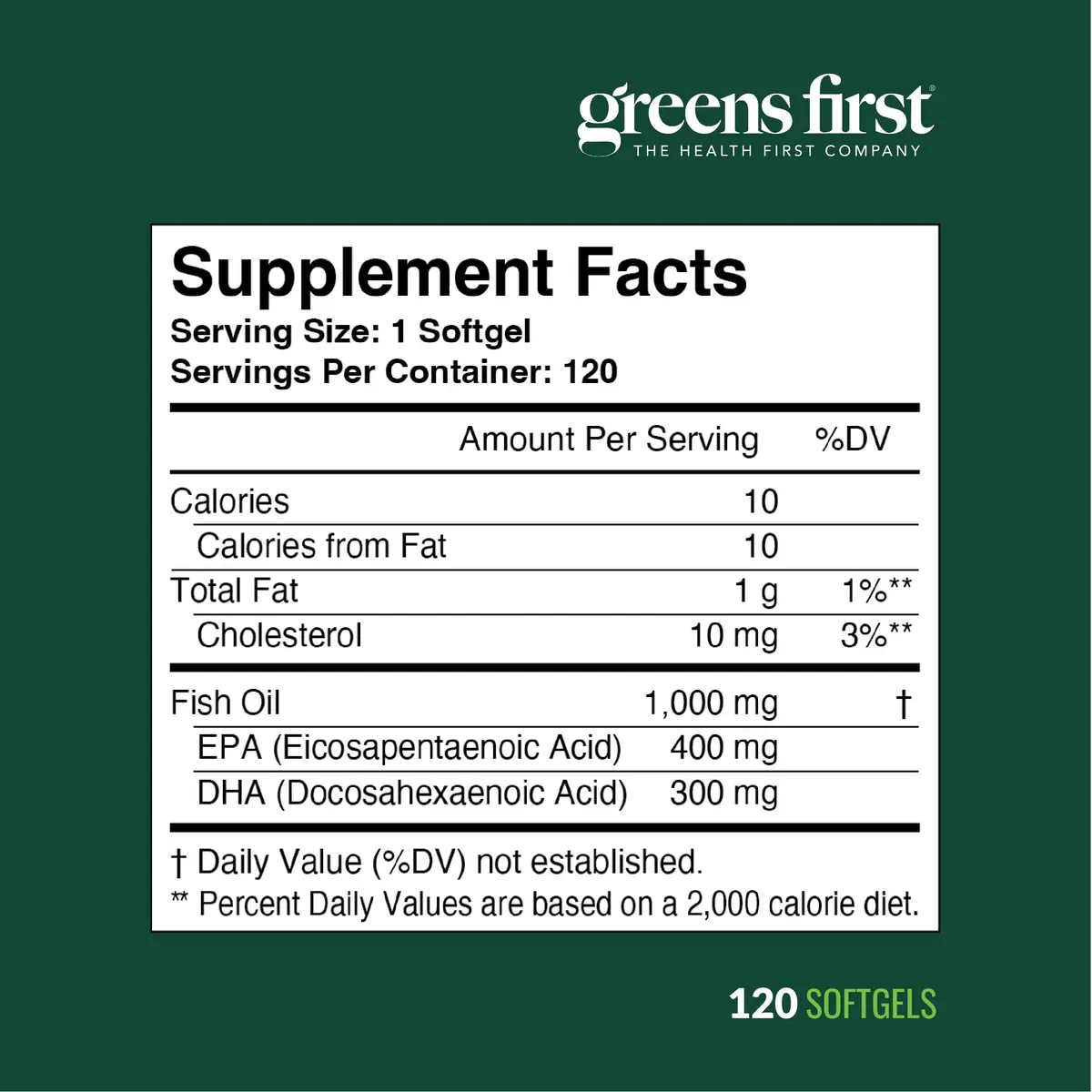 Greens First Omega-3 Optimize Daily Supplement 850mg | Ultra-Pure Marine Oil for Heart, Brain & Joints (120 Softgels) - view 9