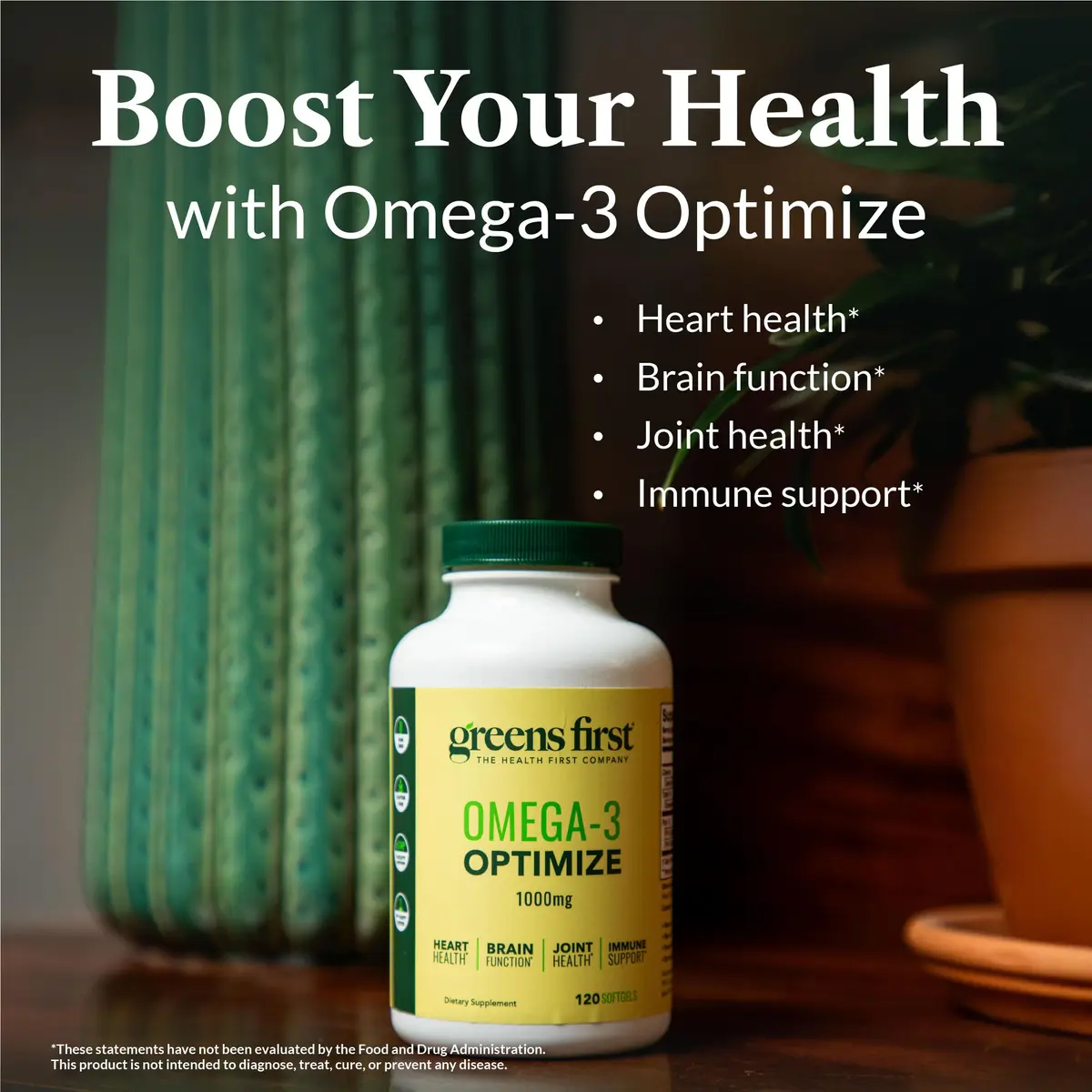 Greens First Omega-3 Optimize Daily Supplement 850mg | Ultra-Pure Marine Oil for Heart, Brain & Joints (120 Softgels) - view 3