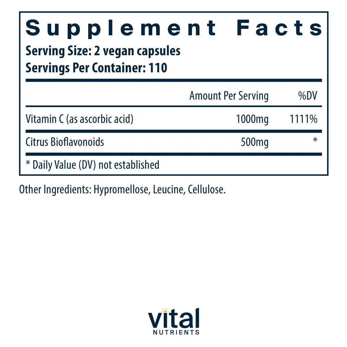 Vital Nutrients Vitamin C with Bioflavonoids 220 Capsules | Supports Immunity & Antioxidants - view 2