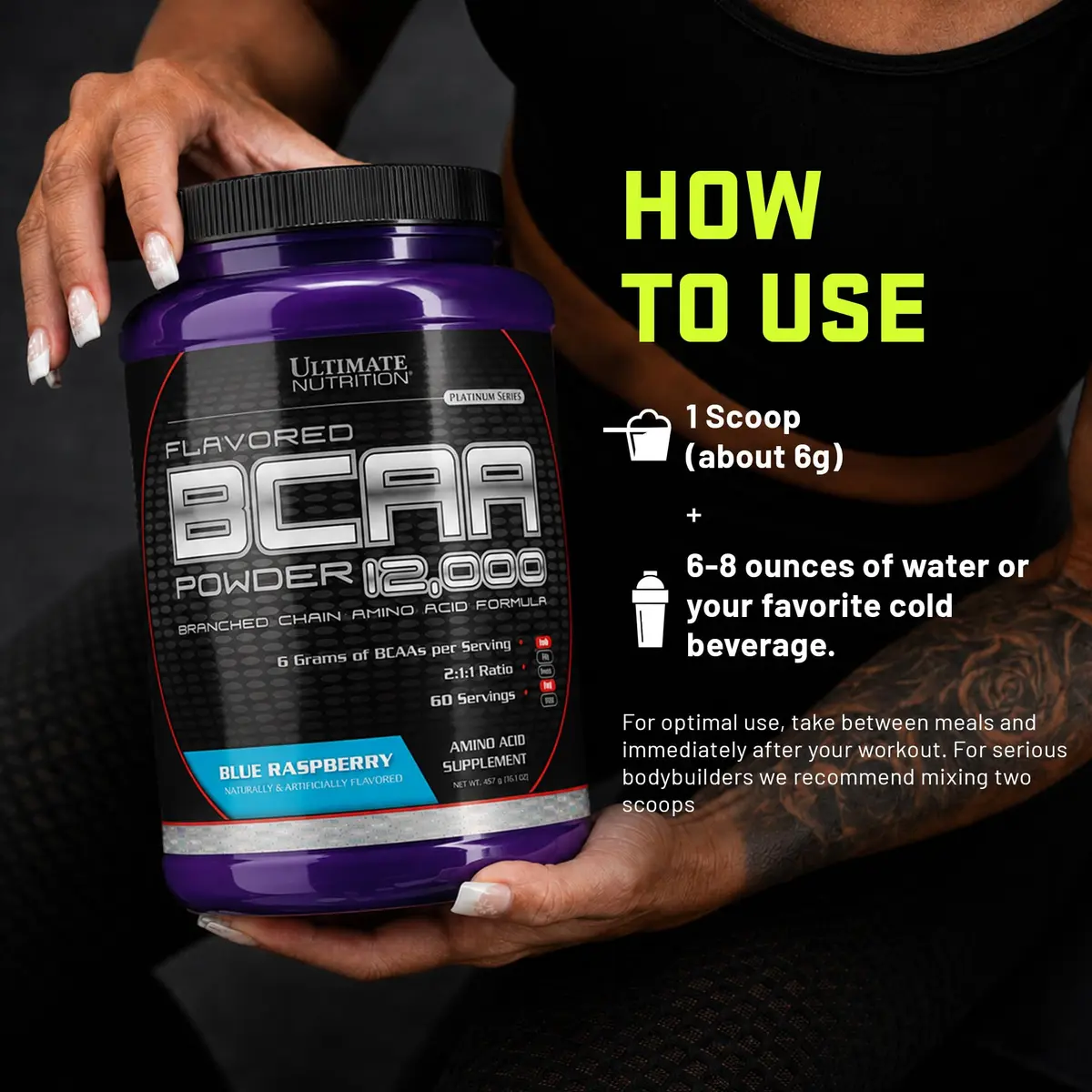 Ultimate Nutrition BCAA Powder 12000 Blue Raspberry | Fast-Absorbing Post-Workout Amino Support - view 5