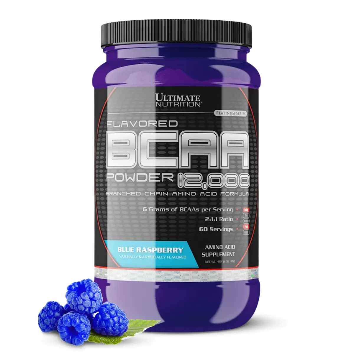 Ultimate Nutrition BCAA Powder 12000 Blue Raspberry | Fast-Absorbing Post-Workout Amino Support - main product image