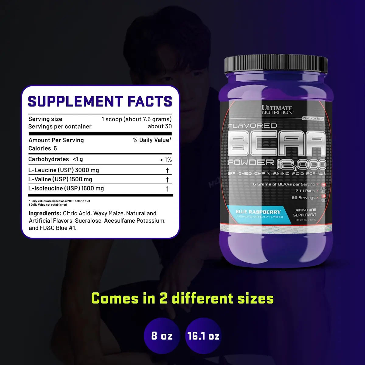 Ultimate Nutrition BCAA Powder 12000 Blue Raspberry | Fast-Absorbing Post-Workout Amino Support - view 7