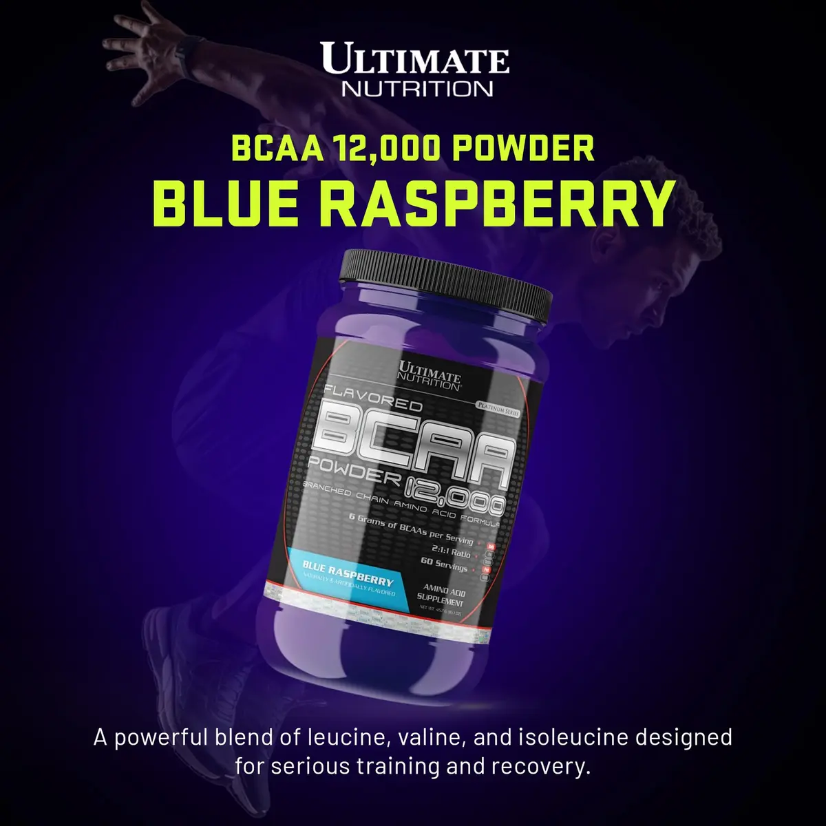 Ultimate Nutrition BCAA Powder 12000 Blue Raspberry | Fast-Absorbing Post-Workout Amino Support - view 2