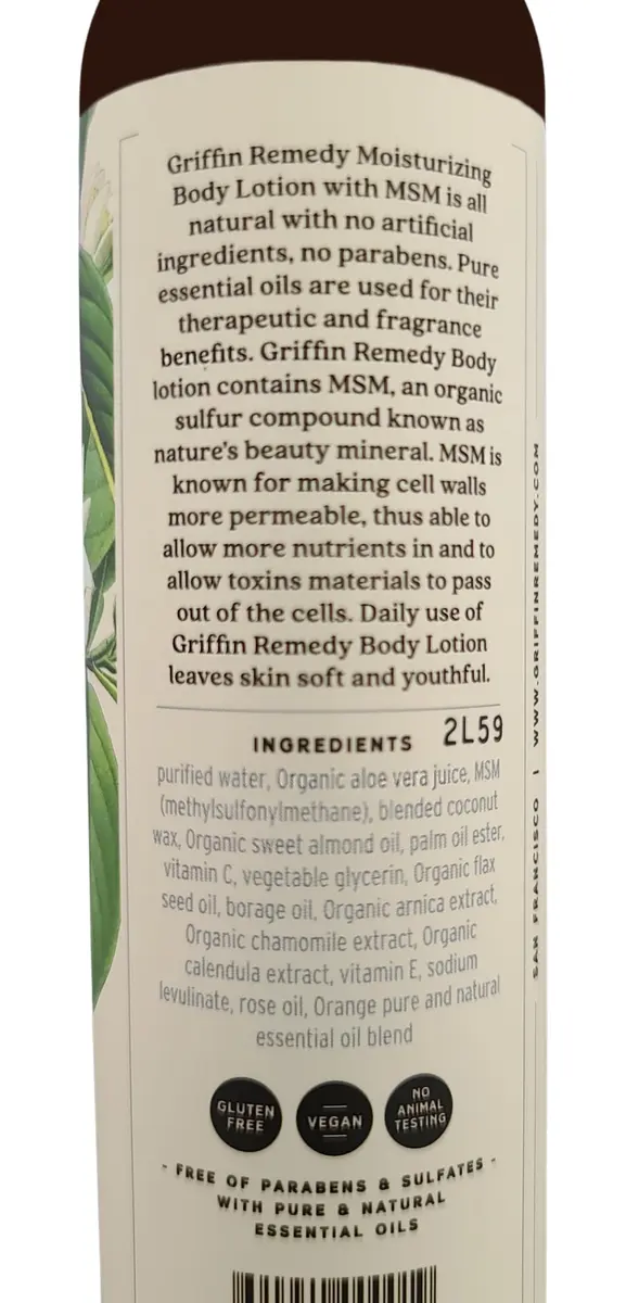 Griffin Remedy Orange Blossom Lotion-8oz | Deep Hydration & Toxin Removal for All Skin Types - view 4