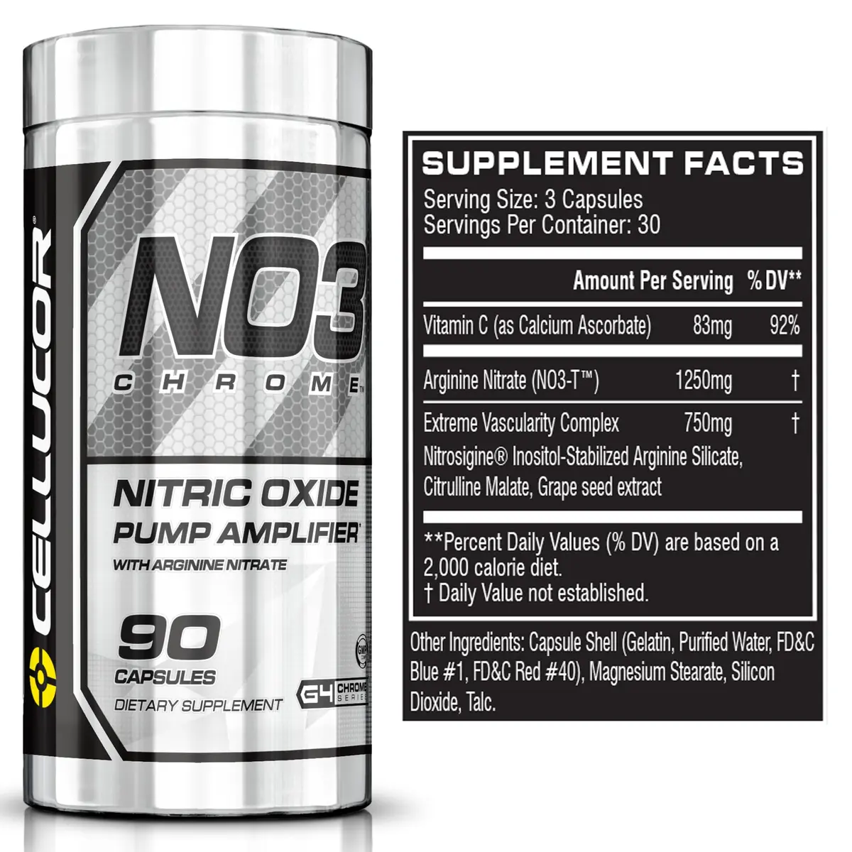 Cellucor NO3 Chrome Nitric Oxide Supplements with Arginine Nitrate for Muscle Pump & Blood Flow, 90 Capsules (30 Servings) - view 3