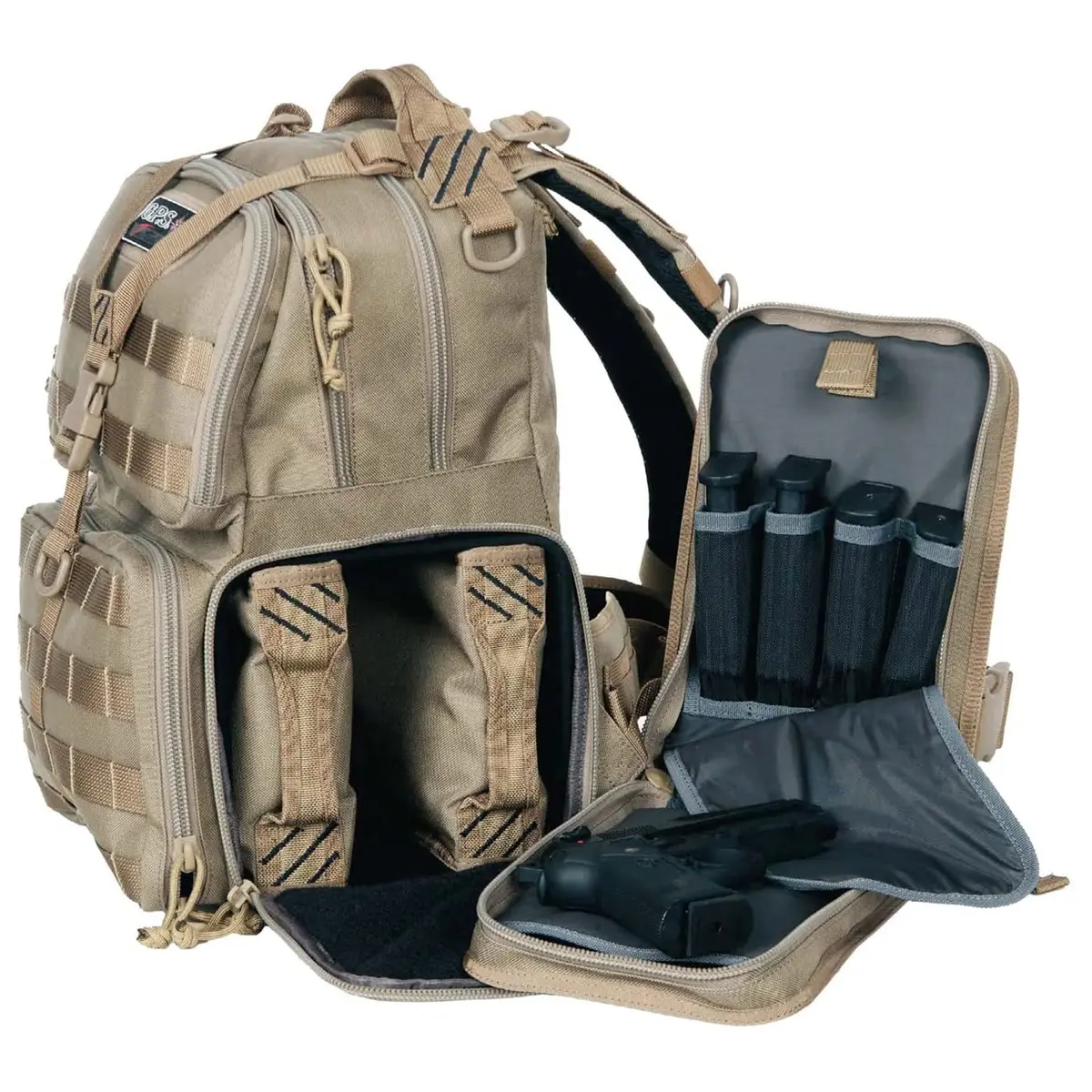 G.P.S. Tactical Range Backpack | Tan | 3 Handguns Capacity | Waterproof | Durable - main product image