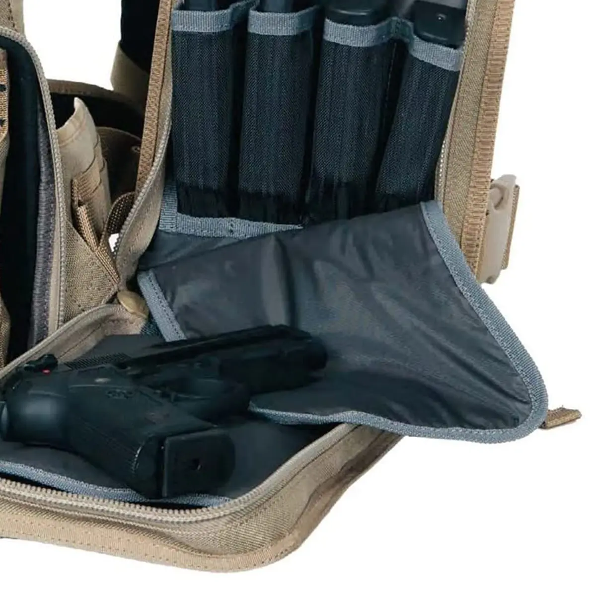G.P.S. Tactical Range Backpack | Tan | 3 Handguns Capacity | Waterproof | Durable - view 5