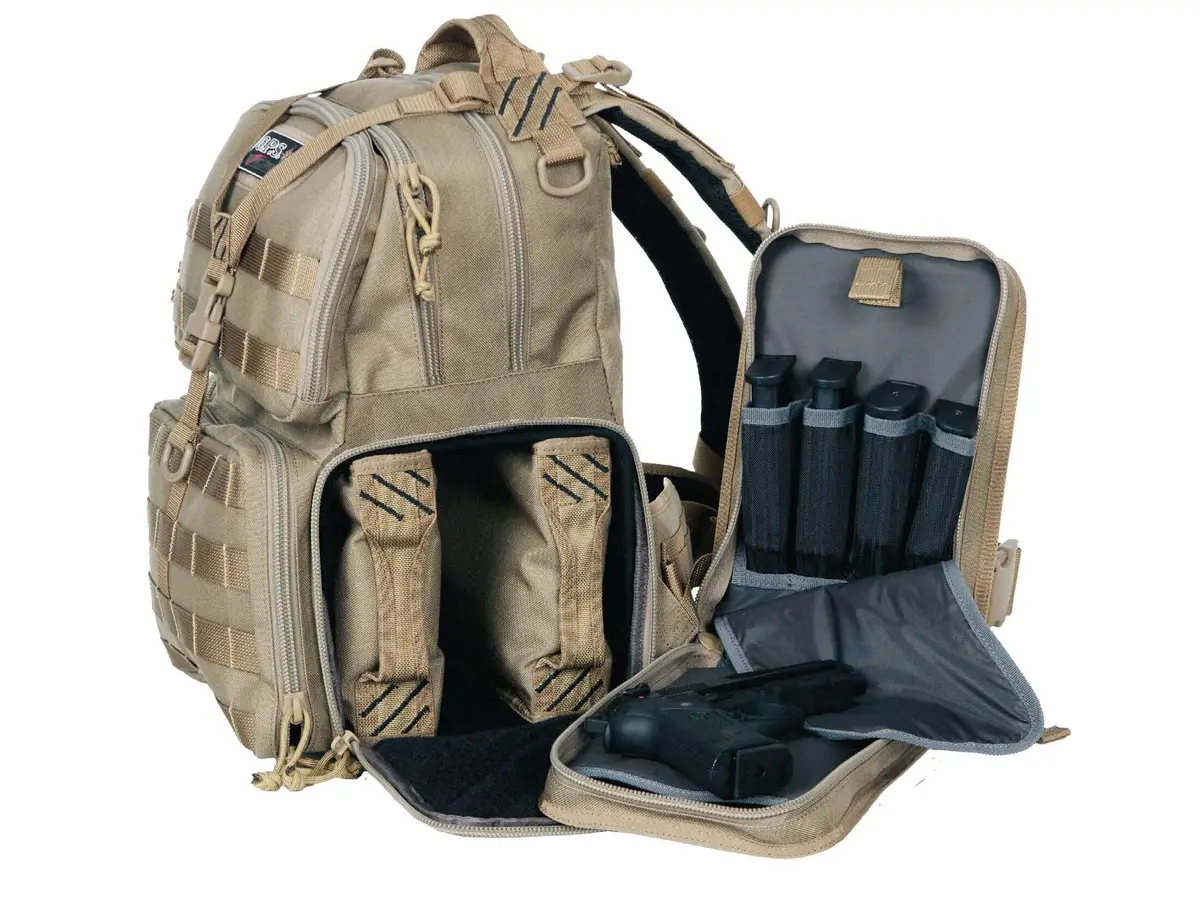 G.P.S. Tactical Range Backpack | Tan | 3 Handguns Capacity | Waterproof | Durable - view 4