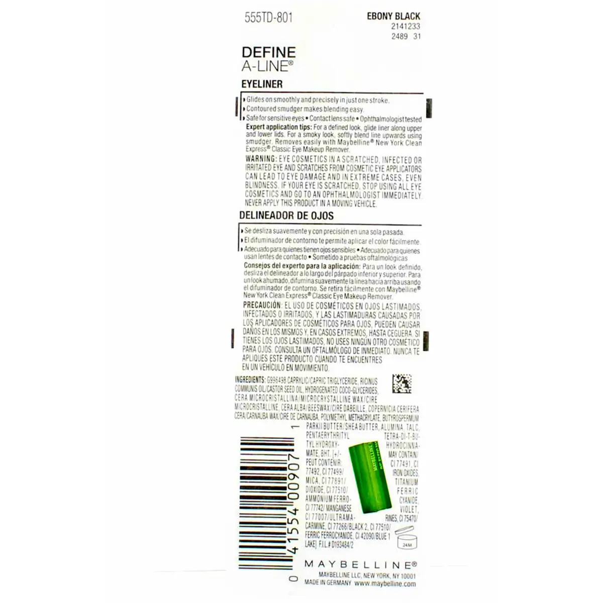 Maybelline Define-A-Line Eyeliner, Ebony Black | Precise, Smudge-Free, Effortless Application - view 3